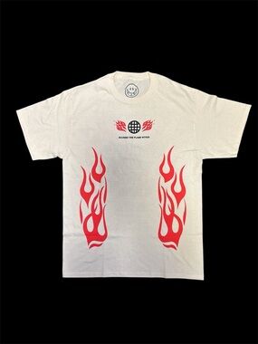 CVLA Cream Flames Shirt Nourish The Fire Within Size: Medium NWOT